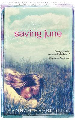 Cover of Saving June shows a young woman with dark hair lying on the ground.