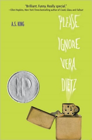 Cover of Please Ignore Vera Dietz has a lighter on a chartreuse background