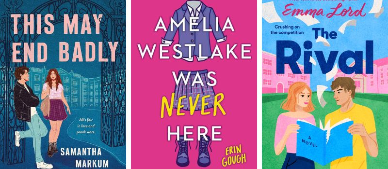 Photo collage of 2020s YA books about prank wars