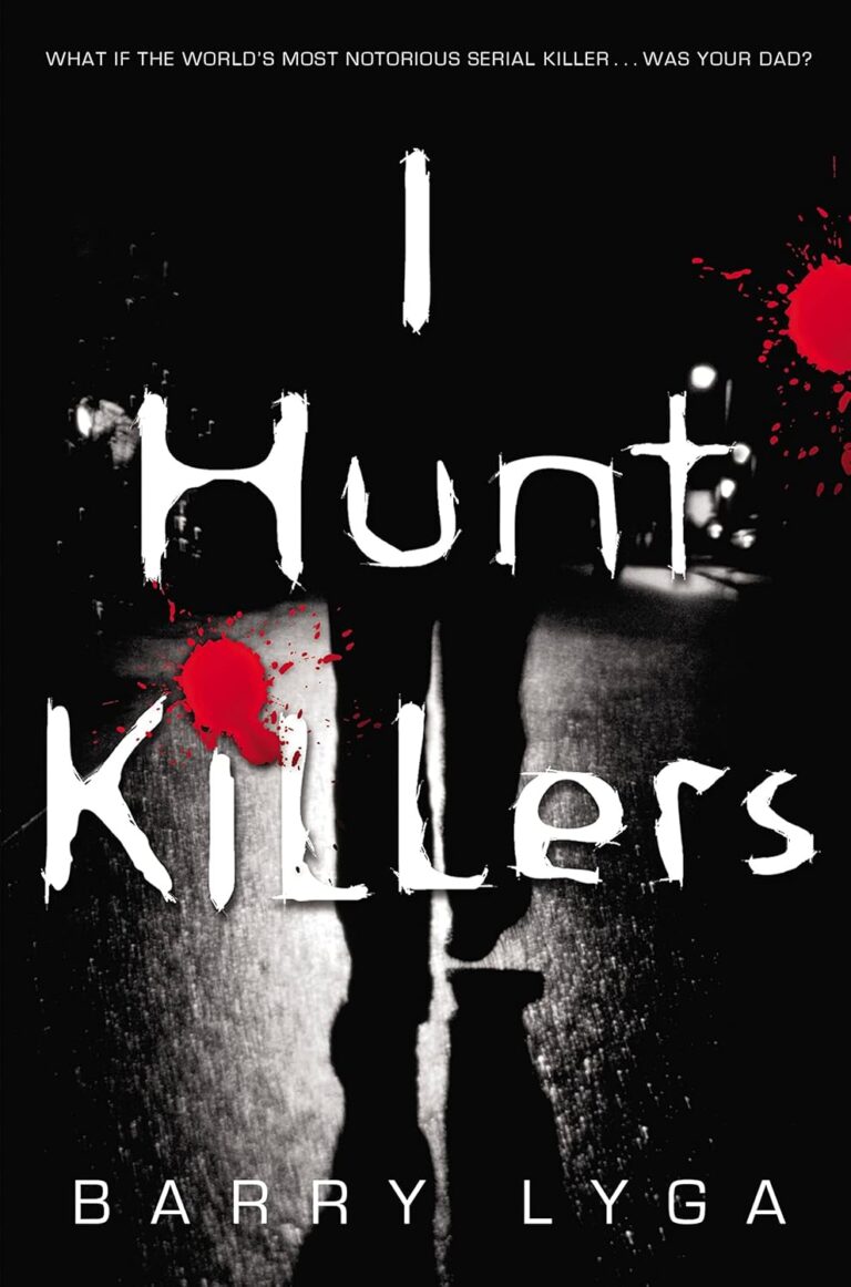 cover of I Hunt Killers by Barry Lyga which shows the shadow of a man and blood spatters