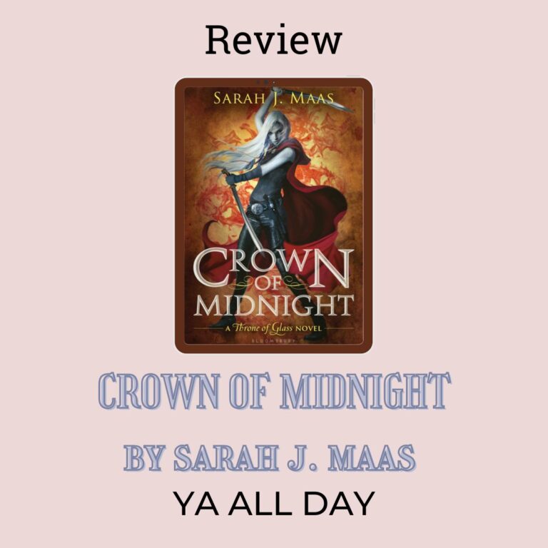 Cover of Crown of Midnight on a pink background.