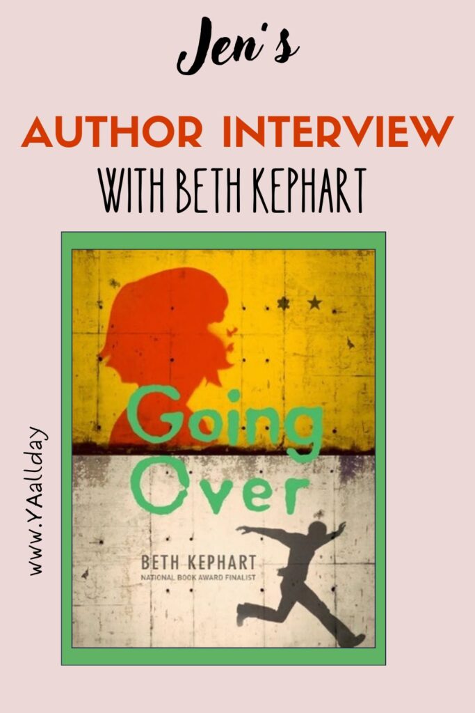 The cover of Going Over by Beth Kephart on a pink background