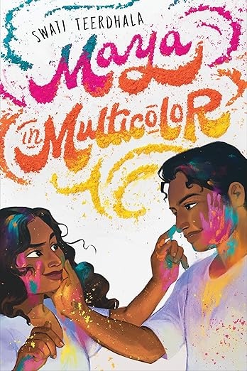 Maya in Multicolor: an illustration of a boy and a girl with powder paint on their faces