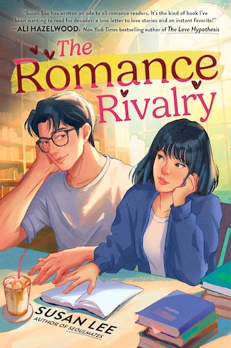 Romance Rivalry: an illustration of a boy with glasses looking at a girl with dark hair and bangs