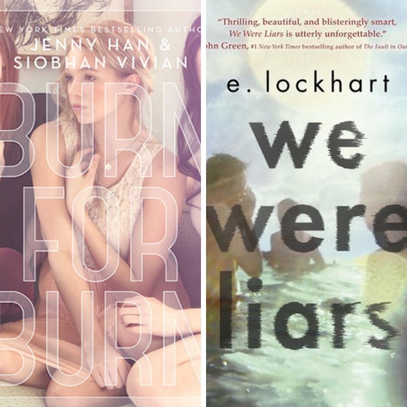 A collage of the covers of Burn for Burn and We Were Liars
