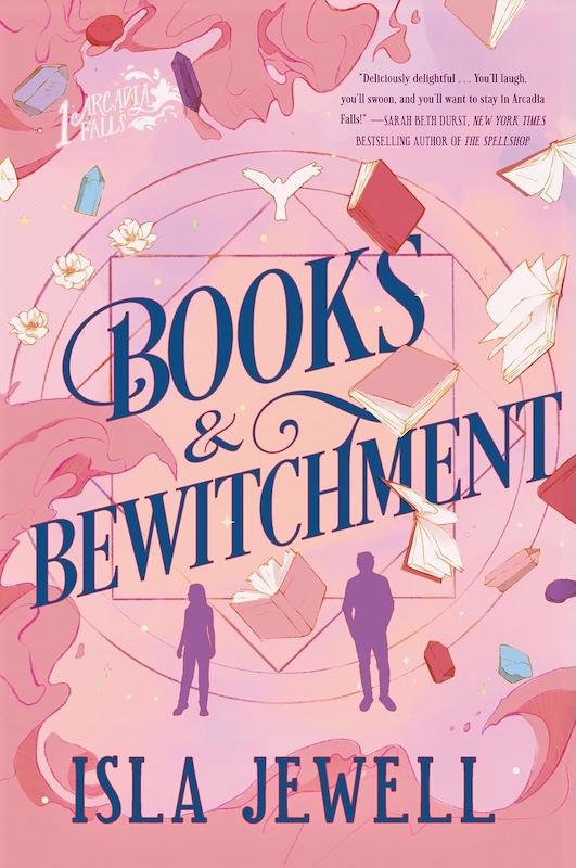 Cover of Books and Bewitchment which is pastel with purple figures