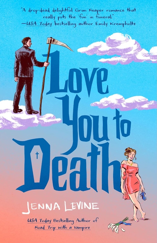 Cover of Love You to Death shows a reaper and girl in a pink dress