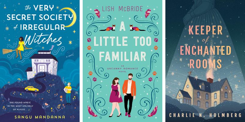 Photo collage of three Witchy Fall Romance Books Where Opposites Attract