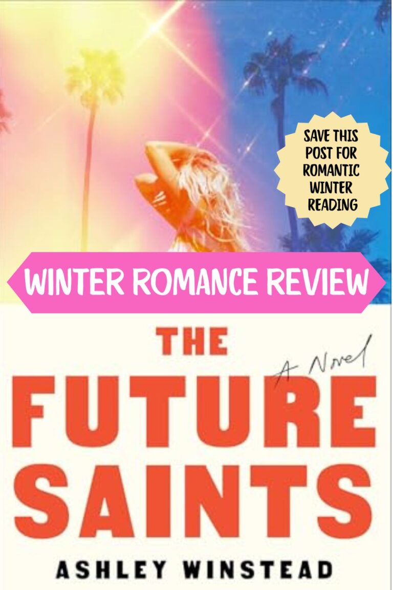 Copy of The Future Saints which shows a woman with blond hair and her hands over her head, in a pastel landscape with sun and a palm tree