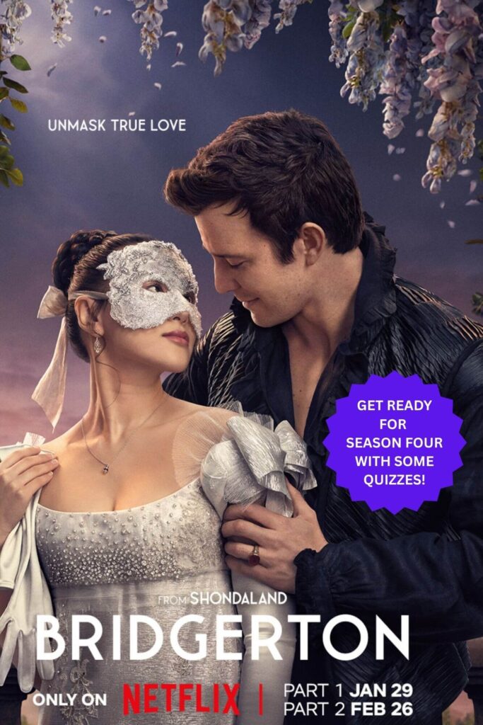 Sophie in a silver dress and mask being embraced from behind by Benedict in Bridgerton season four