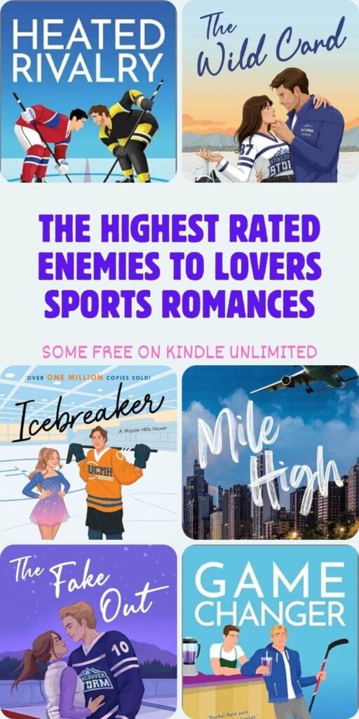 Photo collage of book covers of Enemies to Lovers Sports Romance