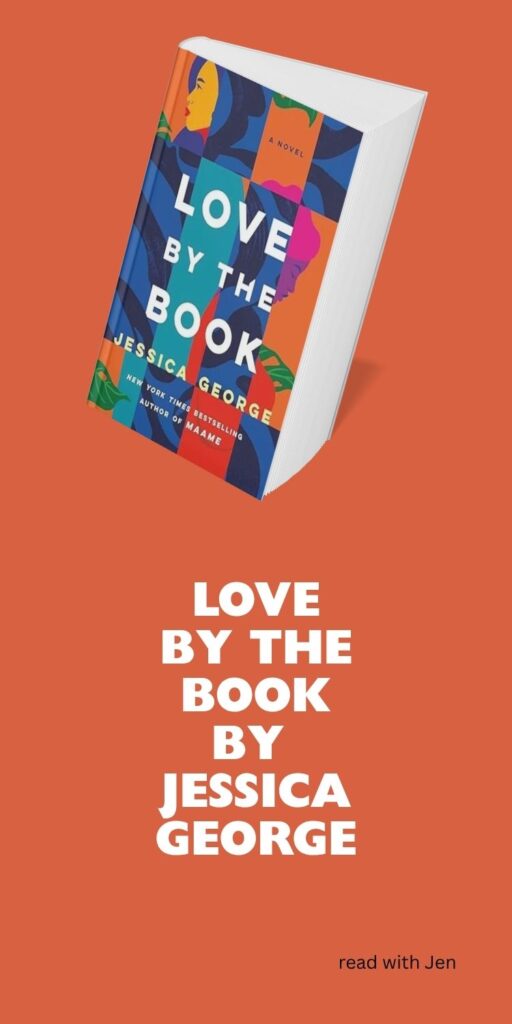 Love by the Book by Jessica George: the book's brightly colored patchwork cover on an orange background