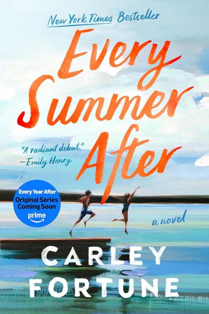 Cover of Every Summer After, which shoes a couple jumping off a dock
