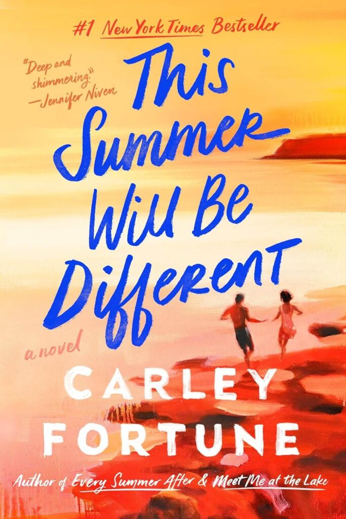 Cover of This Summer Will be Different which shows a couple durning along a shore of a body of water
