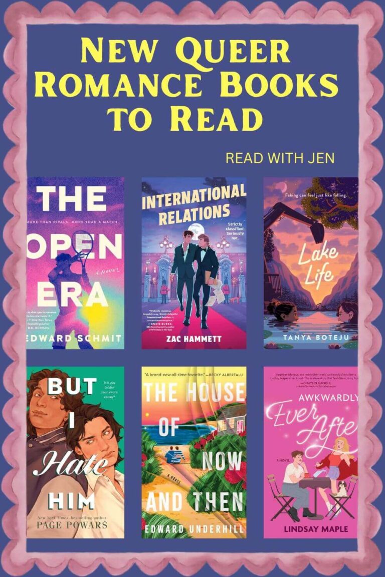 New Queer Romance Books to Read This Summer: Six covers on a deep blue background