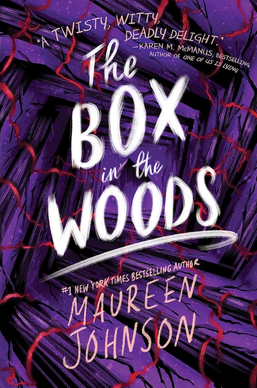 Cover of The Box in the Woods a purple cover with black lines and red squiggles